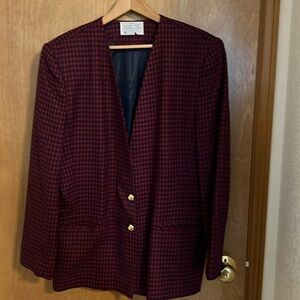 Vintage Miss Pendleton Wool Houndstooth Lined Blazer Size 14